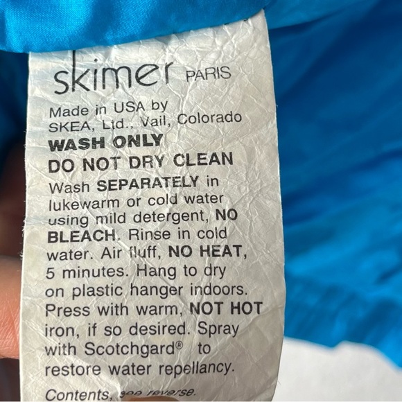 Vintage 80’s Skimer Paris 2pc matched set ski suit bright blue flawless made USA - Picture 6 of 16